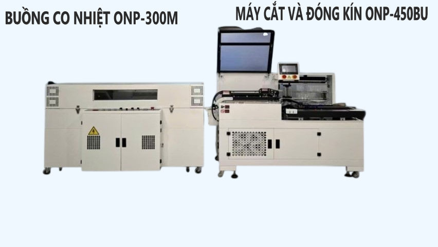 Máy cắt và co màng dạng kín